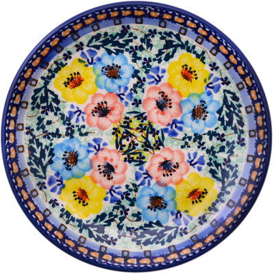 Polish Pottery Plate 7&quot; Pastel Blooms UNIKAT