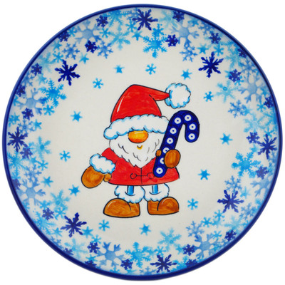 Polish Pottery Plate 7&quot; Peacock Candy Cane