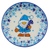Polish Pottery Plate 7&quot; Peacock Candy Cane UNIKAT