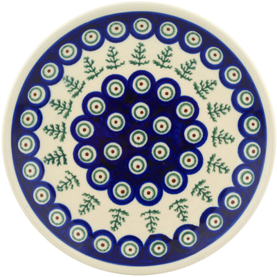 Polish Pottery Plate 7&quot; Peacock Christmas