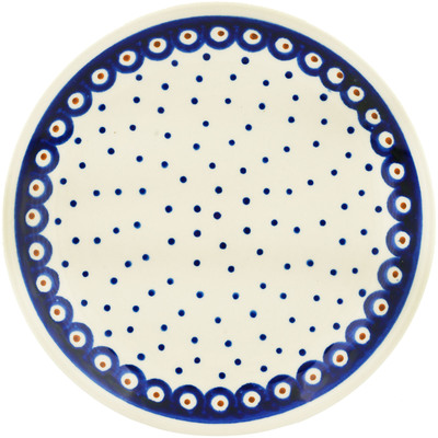 Polish Pottery Plate 7&quot; Peacock Dots