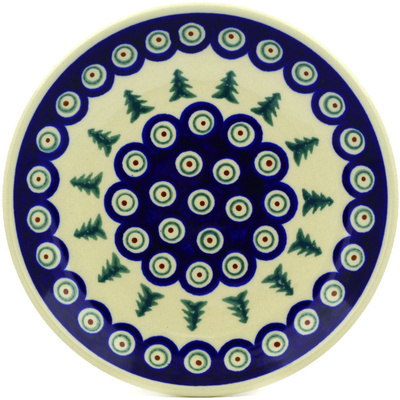 Polish Pottery Plate 7" Peacock Evergreen
