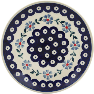 Polish Pottery Plate 7&quot; Peacock Forget-me-not