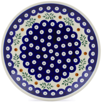 Polish Pottery Plate 7&quot; Peacock Hollies