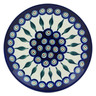 Polish Pottery Plate 7&quot; Peacock Leaves