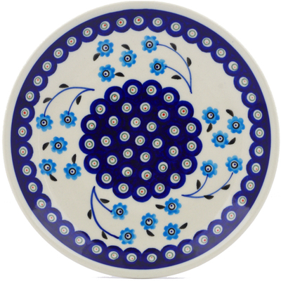 Polish Pottery Plate 7&quot; Peacock Poppies