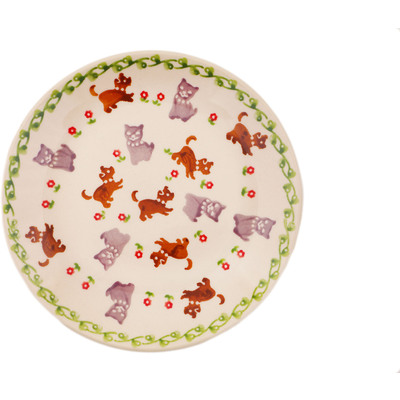 Polish Pottery Plate 7&quot; Playing Pets