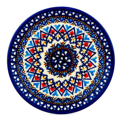 Polish Pottery Plate 7&quot; Poppy Kaleidoscope UNIKAT