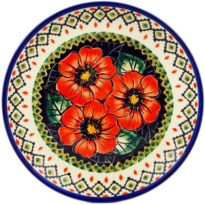 Polish Pottery Plate 7&quot; Poppy Passion UNIKAT
