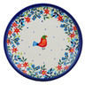 Polish Pottery Plate 7&quot; Pretty Bird Floral UNIKAT