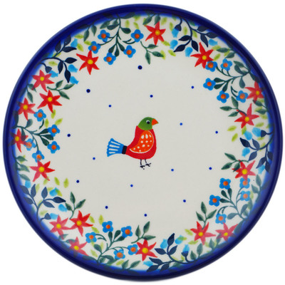 Polish Pottery Plate 7&quot; Pretty Bird Floral UNIKAT