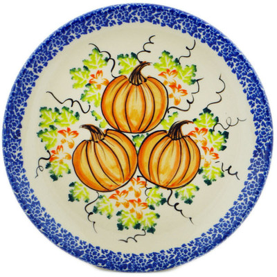 Polish Pottery Plate 7&quot; Pumpkin Fall Fever UNIKAT