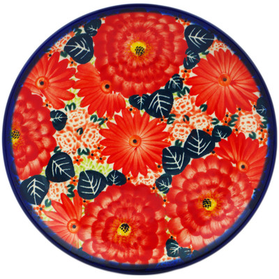 Polish Pottery Plate 7&quot; Radiant Red Garden UNIKAT