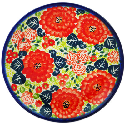 Polish Pottery Plate 7&quot; Radiant Red Garden UNIKAT