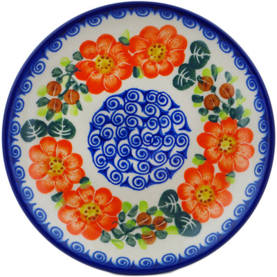 Polish Pottery Plate 7" Red Blossom