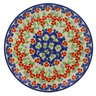 Polish Pottery Plate 7&quot; Red Chains UNIKAT