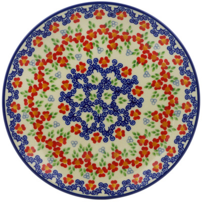 Polish Pottery Plate 7&quot; Red Chains UNIKAT