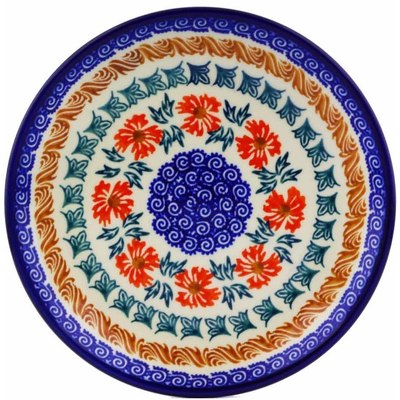Polish Pottery Plate 7&quot; Red Cornflower