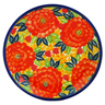 Polish Pottery Plate 7&quot; Red Fantasy UNIKAT