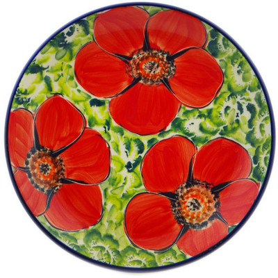 Polish Pottery Plate 7&quot; Red Floral Summer UNIKAT
