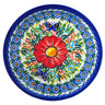 Polish Pottery Plate 7&quot; Red Hibiscus UNIKAT