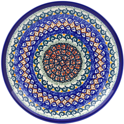Polish Pottery Plate 7&quot; Red Mosaic UNIKAT