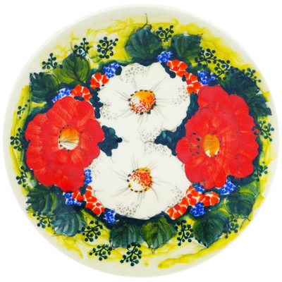 Polish Pottery Plate 7&quot; Red&#039;n&#039;white Classic UNIKAT