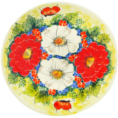 Polish Pottery Plate 7&quot; Red&#039;n&#039;white Classic UNIKAT
