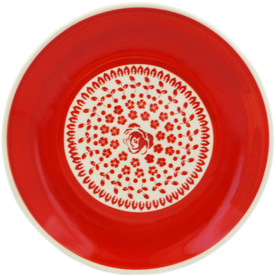 Polish Pottery Plate 7&quot; Red Petals UNIKAT