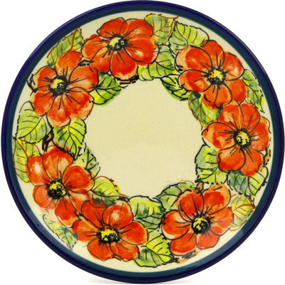 Polish Pottery Plate 7&quot; Red Poppy Field
