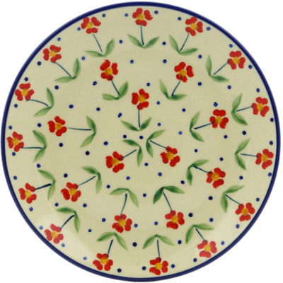Polish Pottery Plate 7&quot; Red Primrose