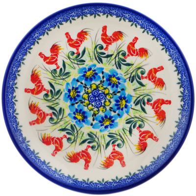 Polish Pottery Plate 7&quot; Red Rooster UNIKAT