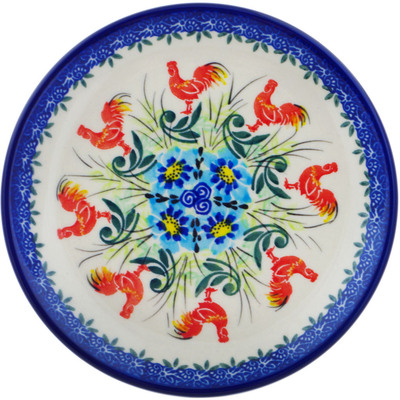 Polish Pottery Plate 7&quot; Red Rooster UNIKAT