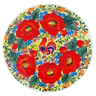 Polish Pottery Plate 7&quot; Red Sunset Meadow UNIKAT