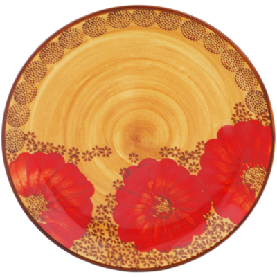 Polish Pottery Plate 7&quot; Red Sunset UNIKAT