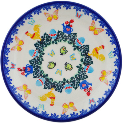 Polish Pottery Plate 7&quot; Red Tulip Field UNIKAT
