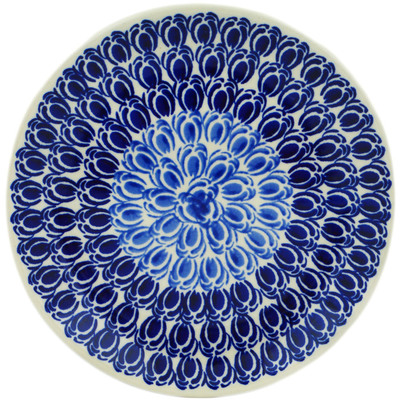Polish Pottery Plate 7&quot; Retro Blue Tulips