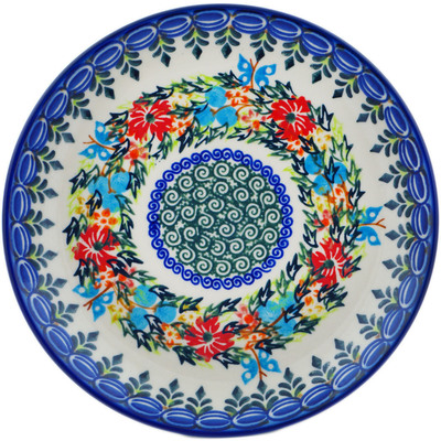 Polish Pottery Plate 7&quot; Ring Of Flowers UNIKAT