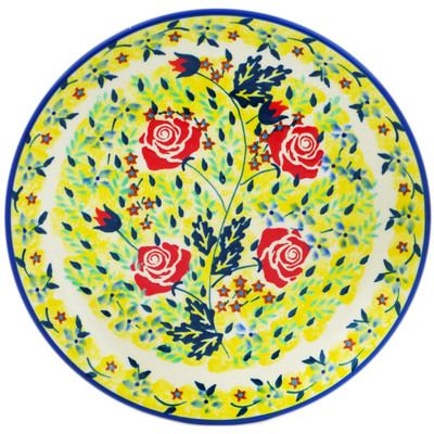 Polish Pottery Plate 7&quot; Rising Roses Yellow Morning UNIKAT