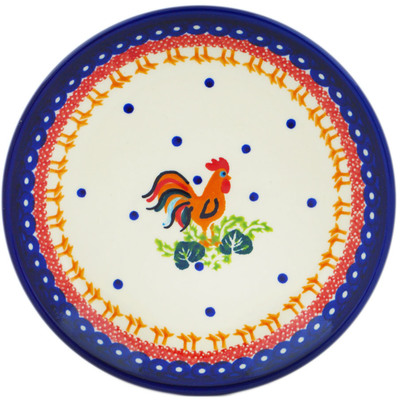 Polish Pottery Plate 7&quot; Rooster Doodle-do UNIKAT