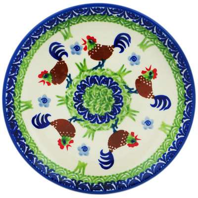 Polish Pottery Plate 7&quot; Rooster Strut UNIKAT