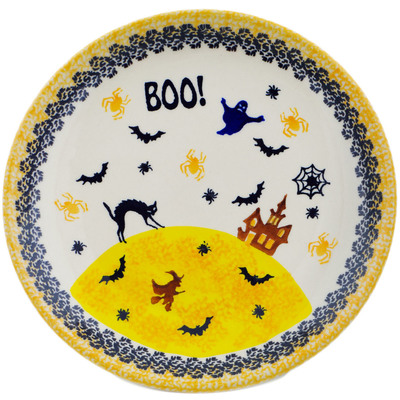 Polish Pottery Plate 7&quot; Scary Boo UNIKAT