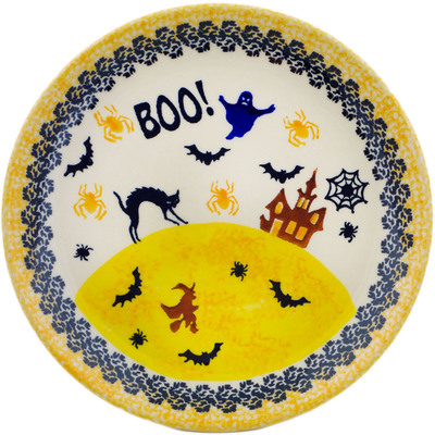 Polish Pottery Plate 7&quot; Scary Boo UNIKAT