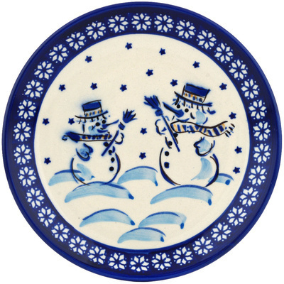 Polish Pottery Plate 7&quot; Snow Buddies
