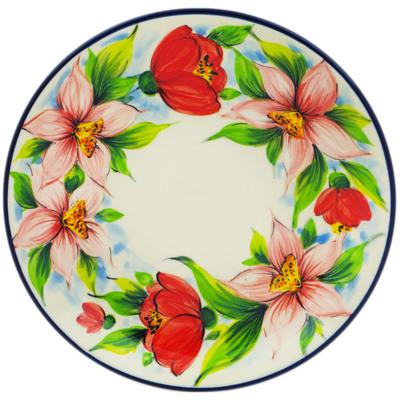 Polish Pottery Plate 7&quot; Star Flower Ring UNIKAT