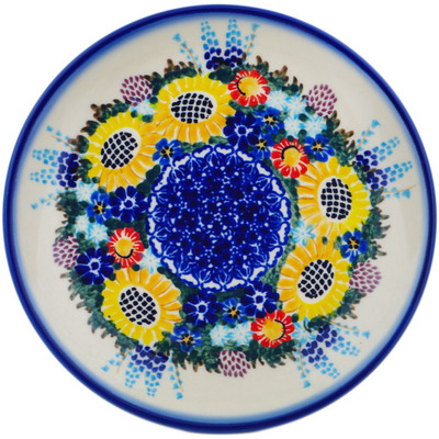 Polish Pottery Plate 7&quot; Sunflower UNIKAT
