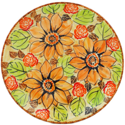 Polish Pottery Plate 7&quot; Sunflowers And Roses UNIKAT