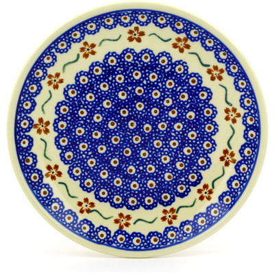 Polish Pottery Plate 7&quot; Sweet Red Flower