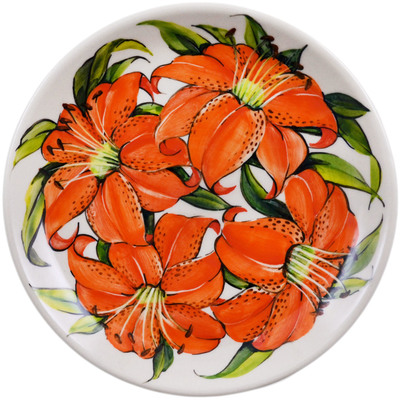 Polish Pottery Plate 7&quot; Tiger Lily UNIKAT