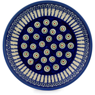 Polish Pottery Plate 7&quot; Traditional Peacock Swir